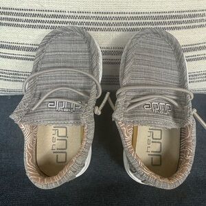 Hey Dude Gray Moccasins with Velcro Strap